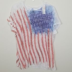Plus size american flag burnout tee